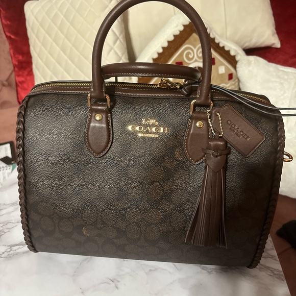 Rowan Large Satchel Bag In Signature Canvas With Fringe - Picture 2 of 10